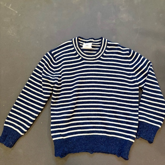 Ami striped ribbed crew neck jumper